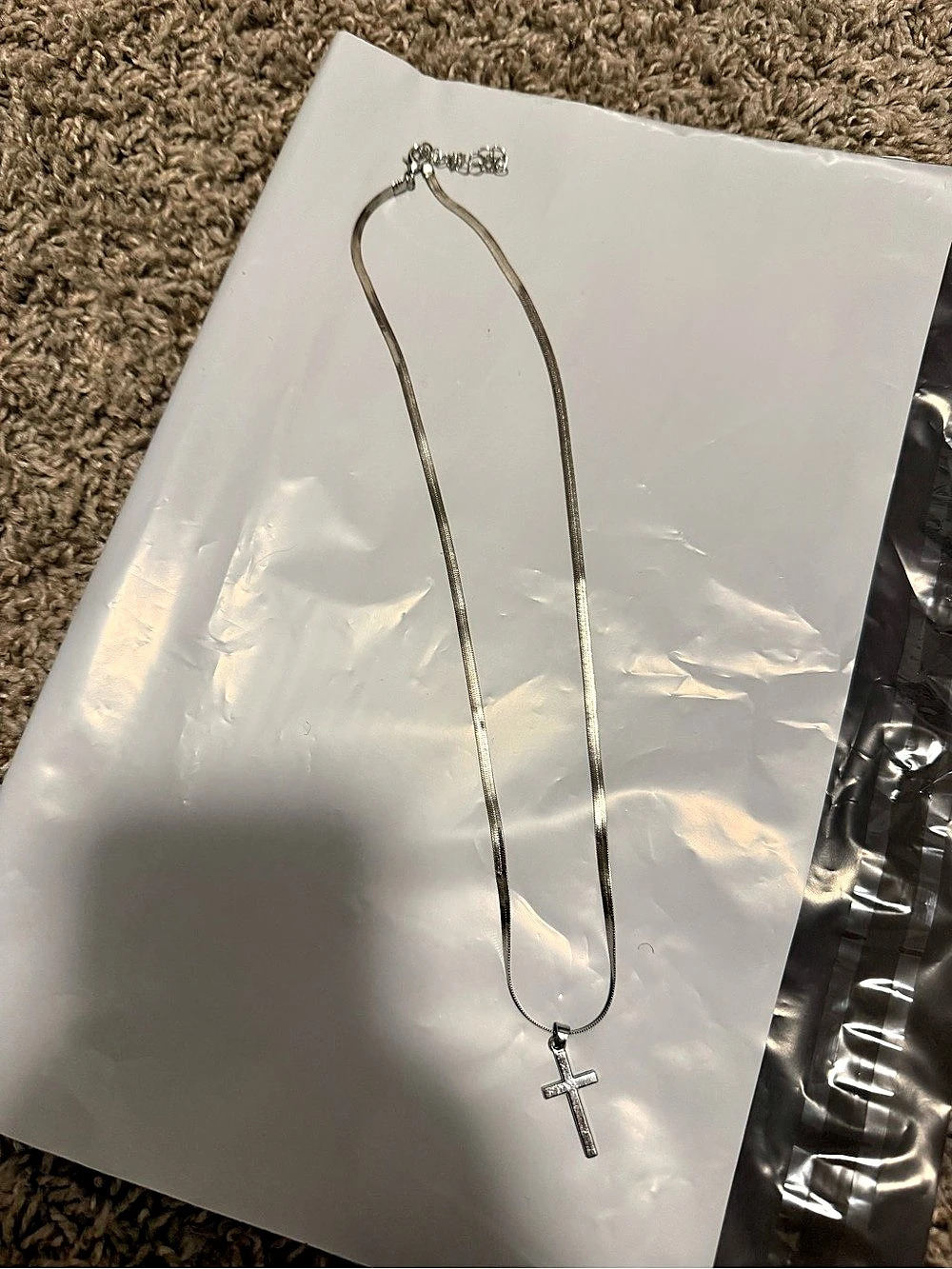 Silver Cross Pendant Necklace Like New
